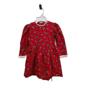 Vintage Little Girl Toddler Christmas Red Dress 4T